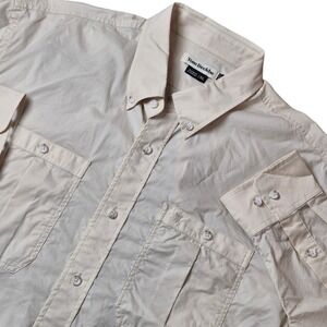 Tom Beckbe Men's XL Outdoor Workwear Button Shirt Long Sleeve Khaki Field